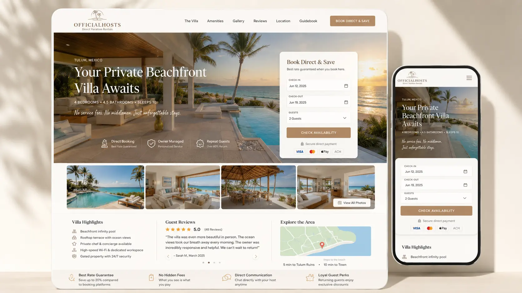 Example vacation rental website