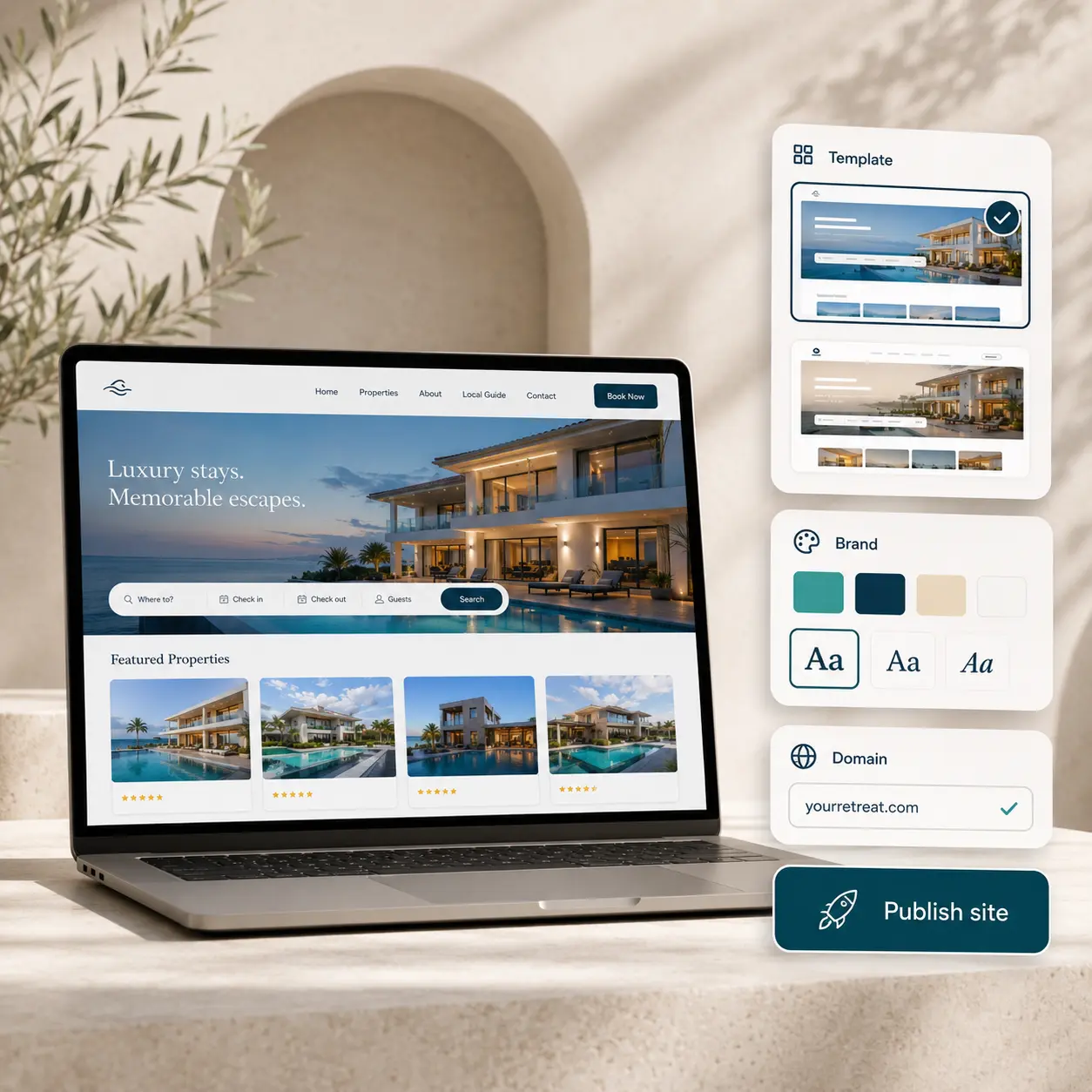 Launch your live direct-booking property site